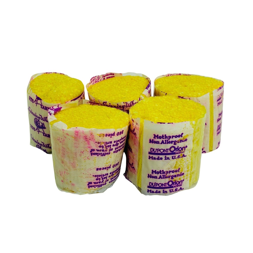 Spinning Wheel Rug Yarn Yellow DuPont Orlon Acrylic 360 Pcs 5 Bundles USA Made